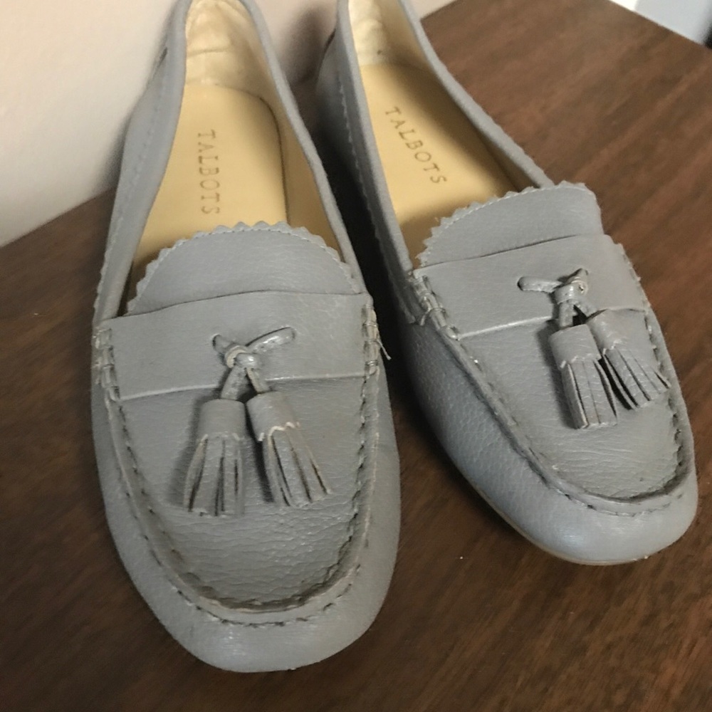 Talbots Gray Leather Tassel Loafers